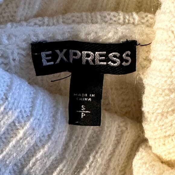 Women's S Express White Oversized Turtleneck High Low Cowl Neck Lightweight - Picture 4 of 8